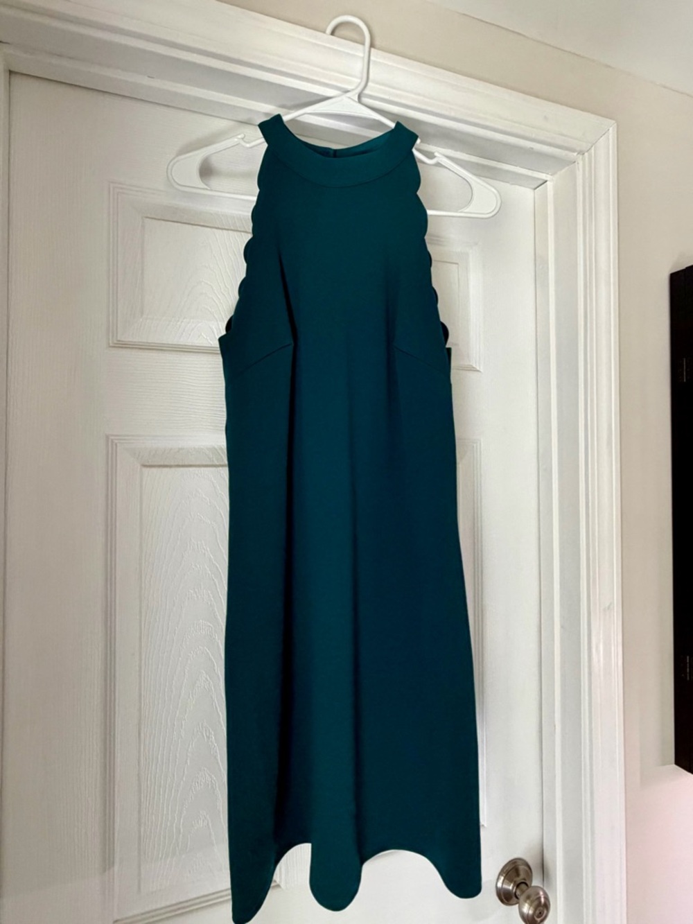 BCX Teal Midi Dress with Scallop Detail